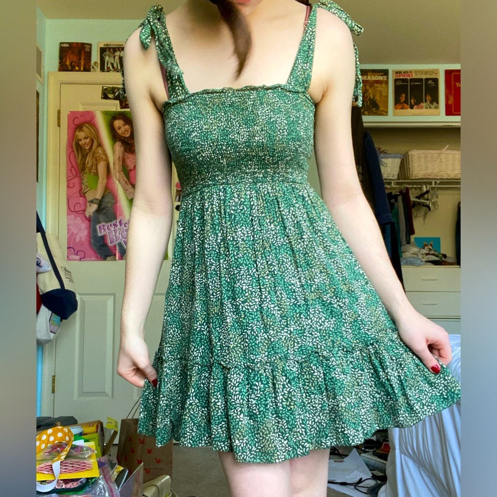 extra small aerie babydoll green dress!